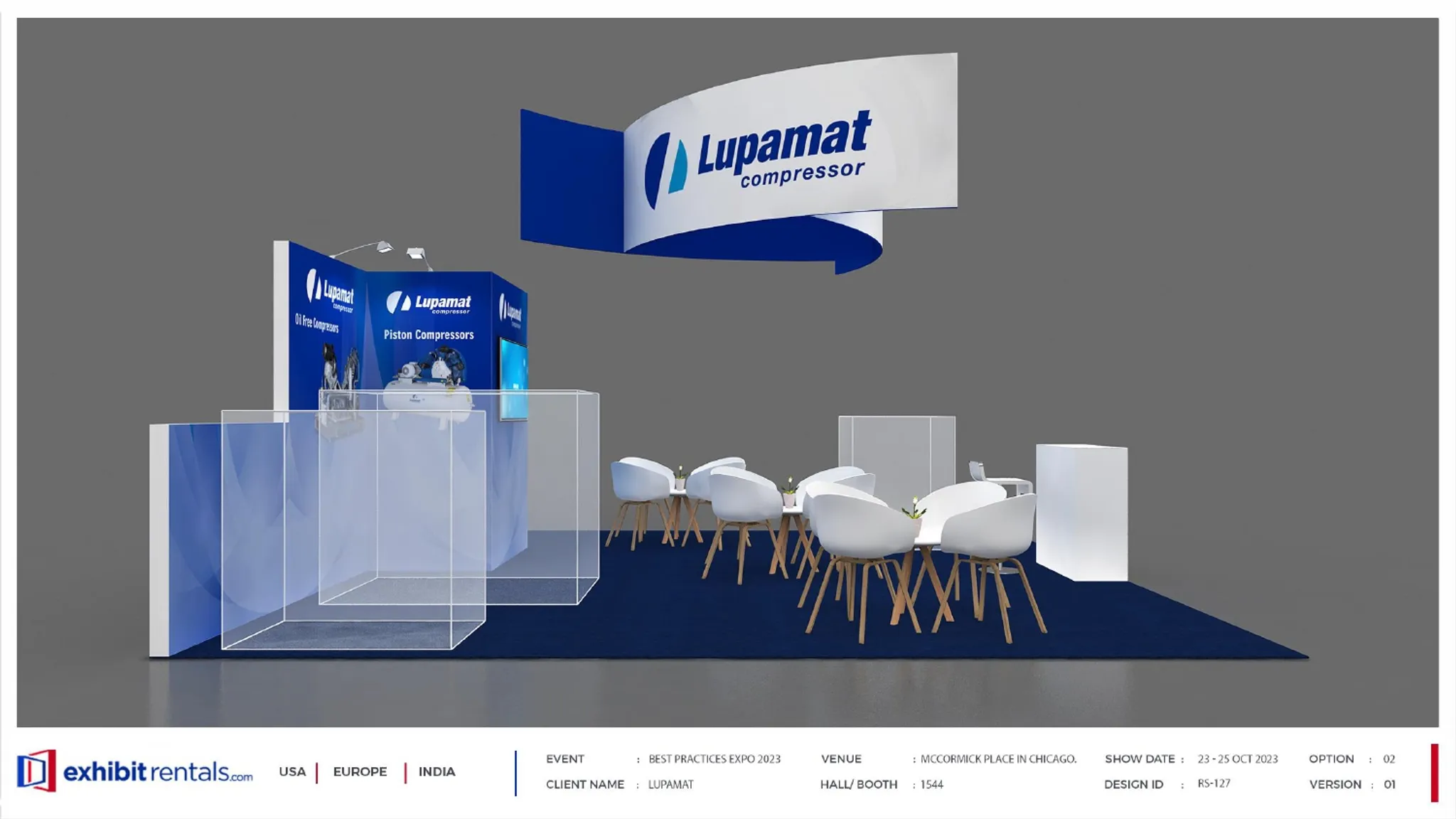 40x40 Peninsula booth design by Exhibit-Rentals